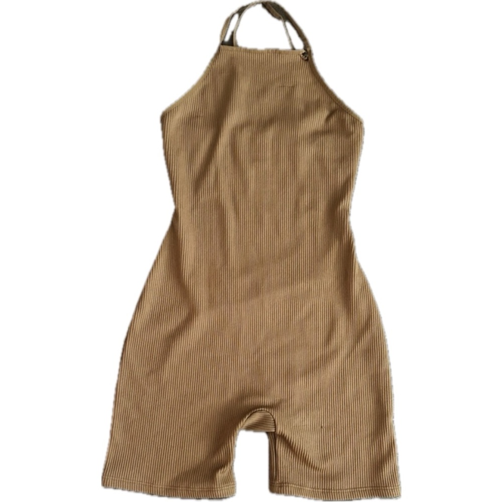 Wild Fable Tan Halter Fitted Romper Casual